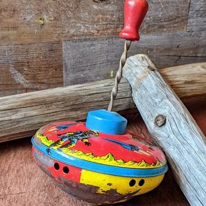 Antique Vintage Ohio Art 1950's Astronaut Spinning Top